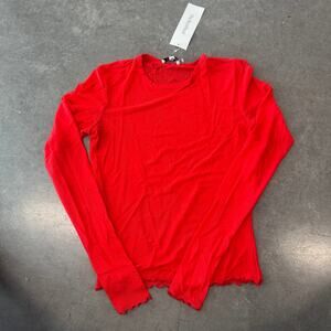 PRISCAVera Red Microsheer Longsleeve Festival Sheer Frill Summer Concert Medium